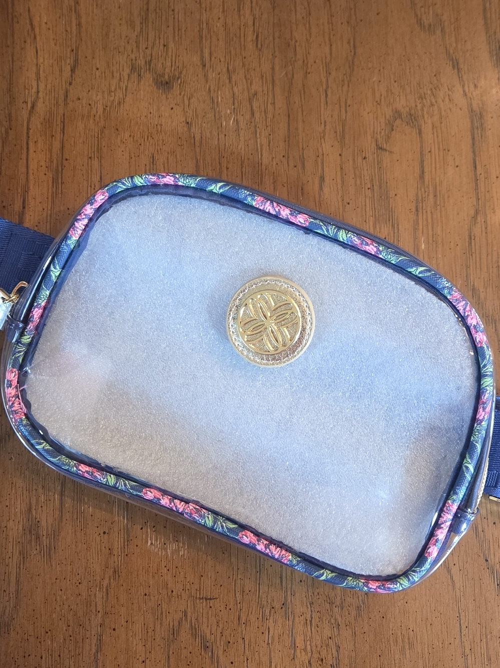Lilly Pulitzer Clear Blue Crossbody Bag with Floral Trim